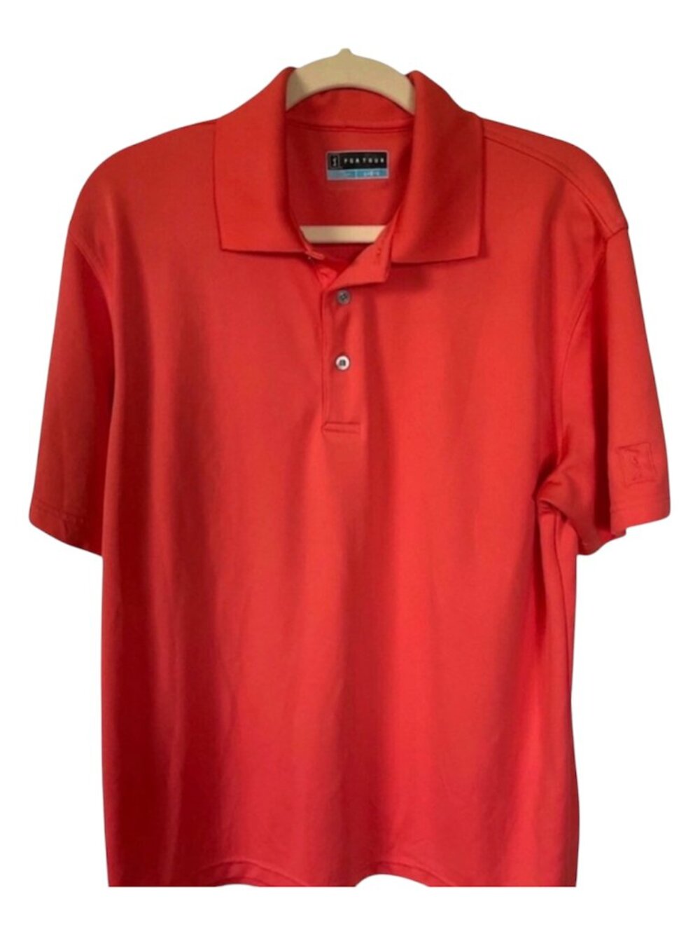 PGA TOUR Men's Short Sleeve Orange Polo Shirt Large